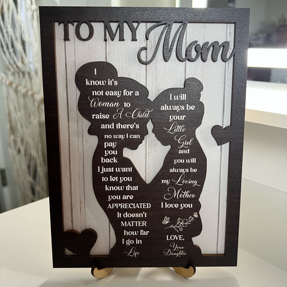 Heartfelt Wooden Plaque with a Stand for Mom - Brown - Picture 4 of 7